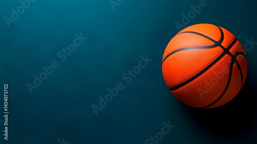 Orange Basketball on Teal Background photo