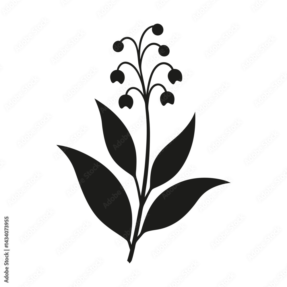 Lily of the Valley Botanical Silhouette Lily of the Valley Botanical Silhouette