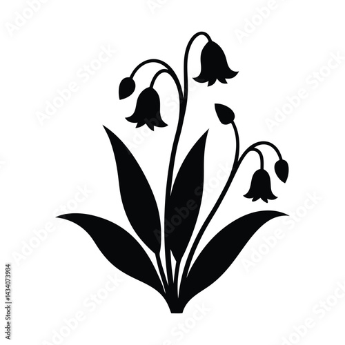 Lily of the Valley Botanical Silhouette 