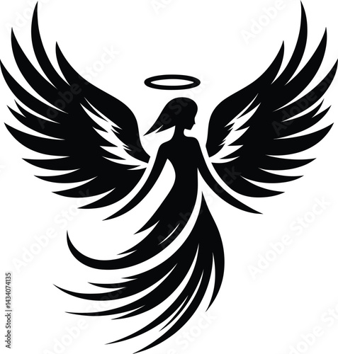 graceful guardian angel illustration design  