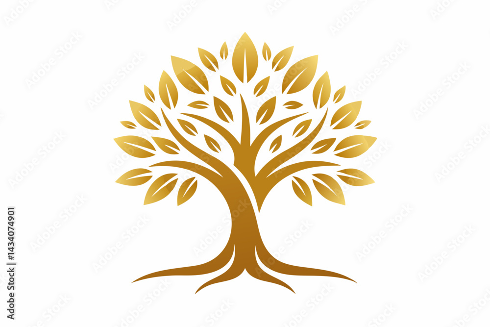 Naklejka premium tree with leaves vector illustration