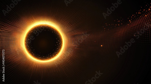 Glowing golden circle abstract background.