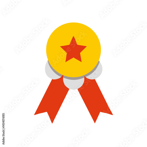 Minimalist illustration in red, white and yellow. Medal. Wins and losses. Rankings.
