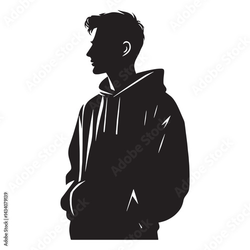 Layered Sweatshirt silhouette, perfect for cooler seasons – Sweatshirt illustration – Minimalist Sweatshirt vector – Men's dress silhouette

