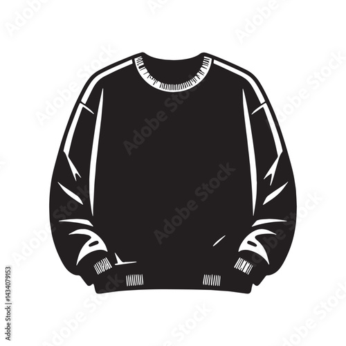Durable Sweatshirt silhouette, built for long-lasting wear – Sweatshirt illustration – Minimalist Sweatshirt vector – Men's dress silhouette

