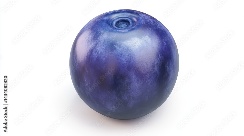 Captivating close up of a single blueberry showcasing its vibrant color smooth texture and perfect round shape on a clean white background in studio light Captivating close up of a single blueberry showcasing its vibrant color smooth texture and perfect round shape on a clean white background in studio light