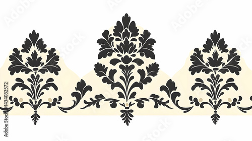 Elegant black and cream damask border design.