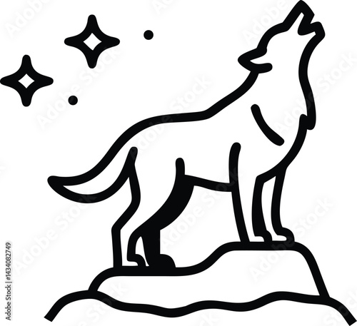 "Wolf silhouettes howling under moonlit skies with forest, mountain, and aurora backdrops, vector illustration"