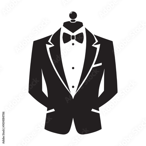 Stylish Tuxedo silhouette, tailored perfection in every line – Tuxedo illustration – Minimalist Tuxedo vector – Men's dress silhouette

