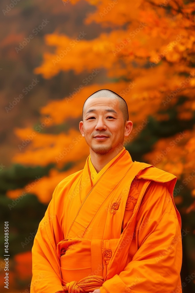 Monk in autumnal foliage Monk in autumnal foliage
