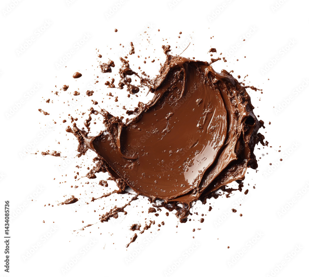 Fototapeta premium Chocolate splash action kitchen food clean isolated on transparent background