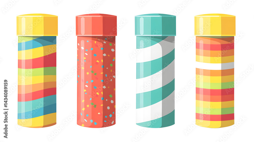 Fototapeta premium Colorful cylindrical objects with stripes