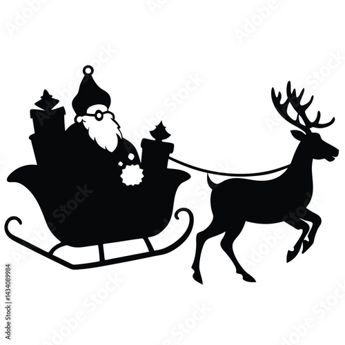 santa claus sleigh with reindeer