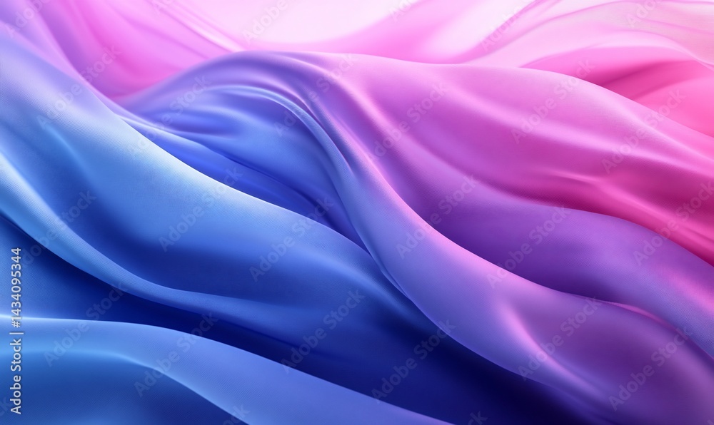 Fototapeta premium Ethereal fabric waves in blue and pink