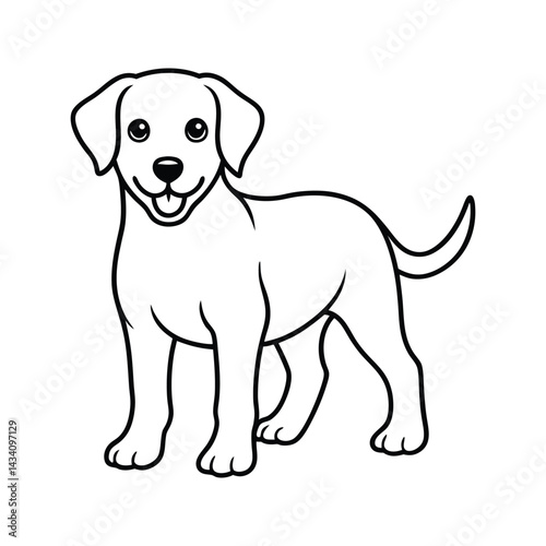 Cartoon Labrador Retriever dog standing silhouette isolated on white background