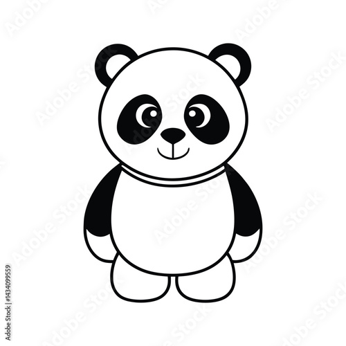 Cartoon panda character silhouette isolated on white background