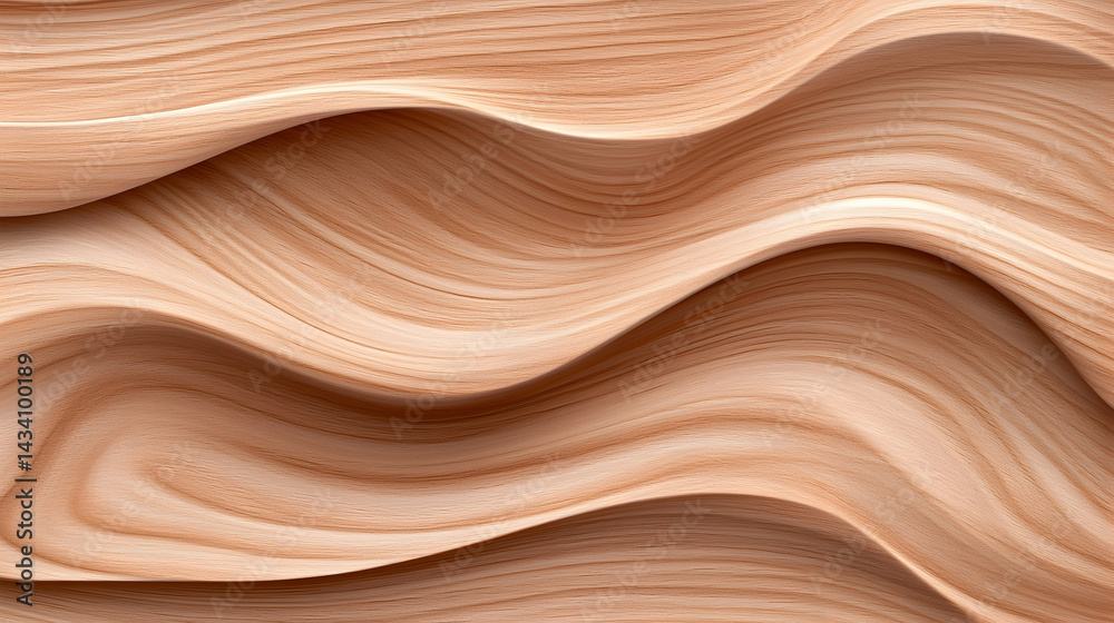 Obraz premium Elegant Walnut Veneer Texture: Natural Wood Finish with Wave Pattern