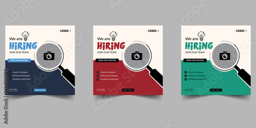 Job vacancy hiring post vector template for social media and recruitment ads
