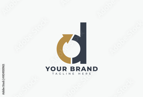 Initial Letter D Lowercase circular arrow direction for Synchronize Reload Spin Swirl Switch Swap logo design