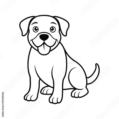 Cartoon puppy dog standing with a playful smile silhouette isolated on white background
