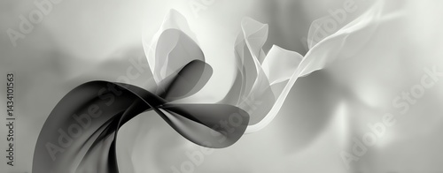 Monochrome Mood Flow soft gradient shapes in motion with dreamy fade-out edges and misty glow, surreal or dreamlike imagery