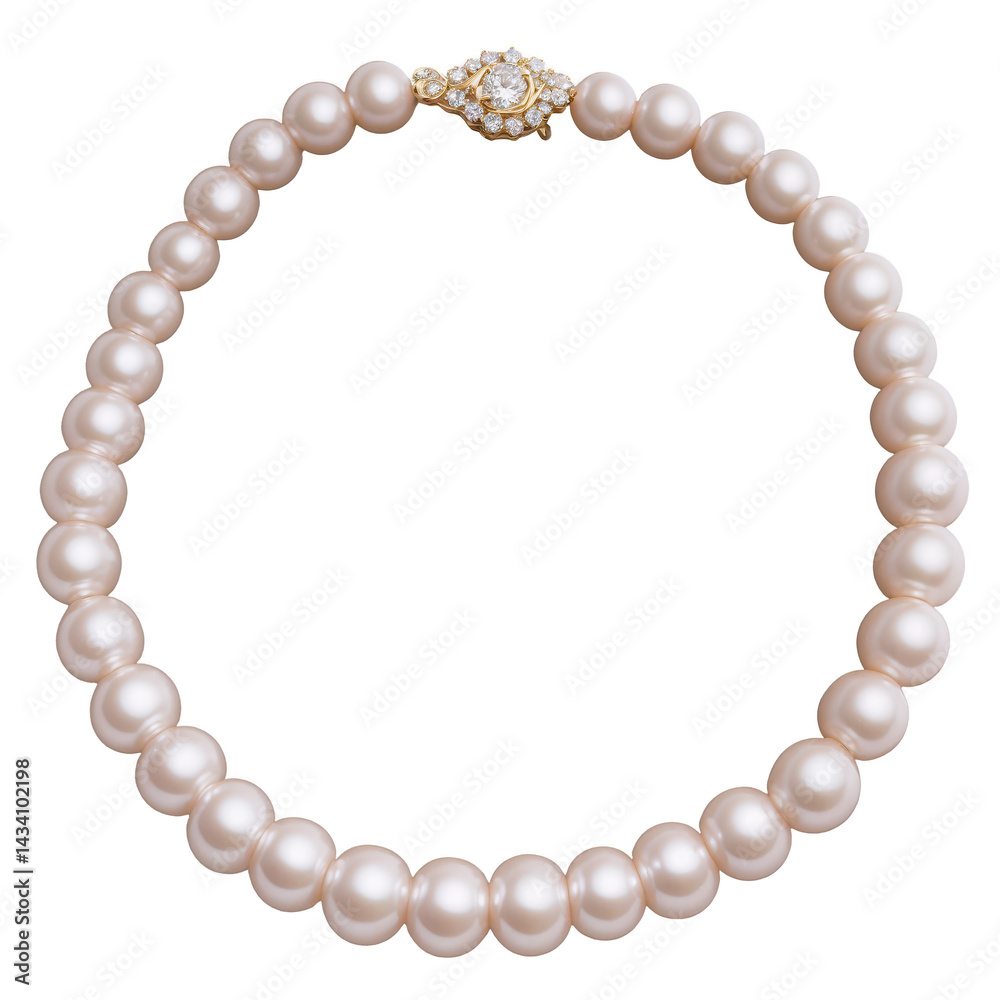 Fototapeta premium Elegant pearl necklace with a sparkling clasp on a transparent background, showcasing luxury and sophistication