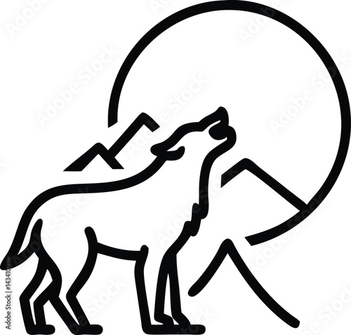 "Wolf silhouettes howling under moonlit skies with forest, mountain, and aurora backdrops, vector illustration"