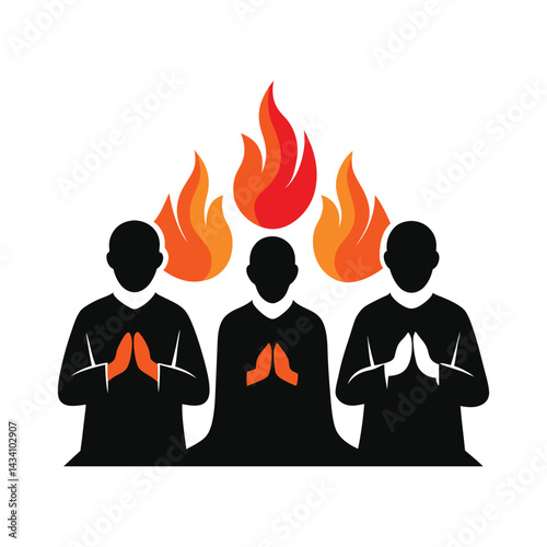 Pentecost Apostles Prayer Silhouette On White Background