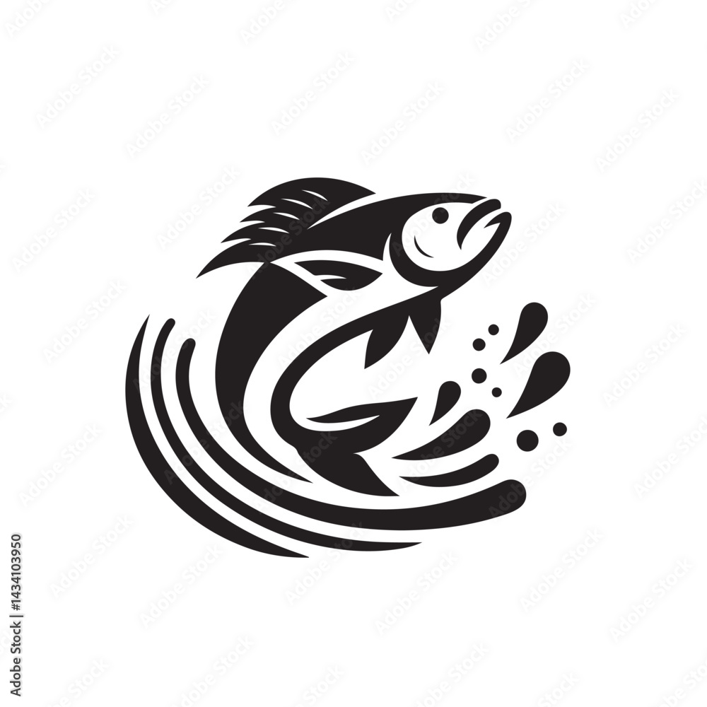 Fototapeta premium Monochrome fish symbol with minimal design concept
