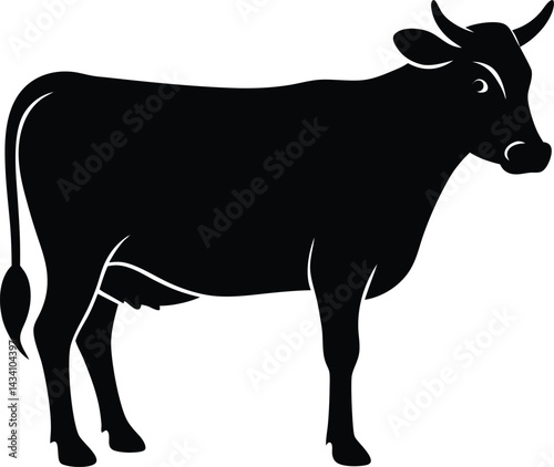 black silhouette of a cow