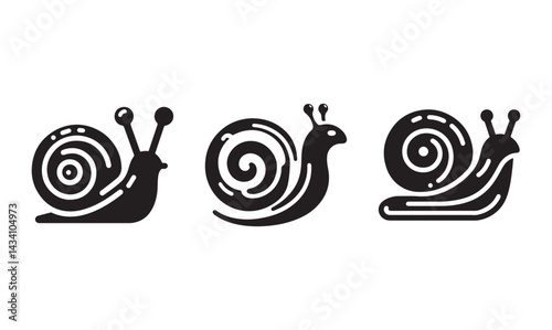 Snail logo icon set with clean and modern vector silhouette