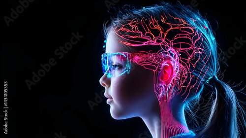 Child Profile Futuristic Technology Concept