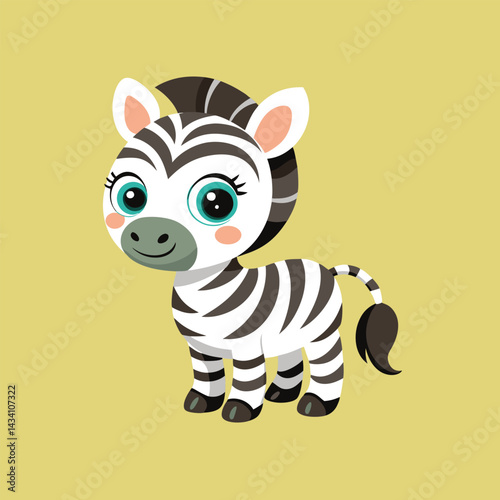 Cute Baby Zebra Character on a white background