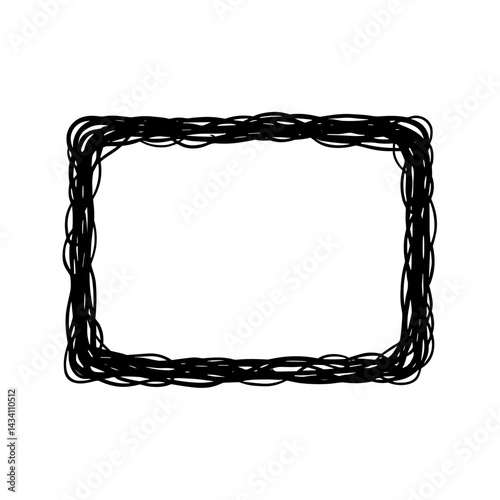 Rough hand-drawn rectangular frame in black and white - concept of sketch border decoration layout grunge creative