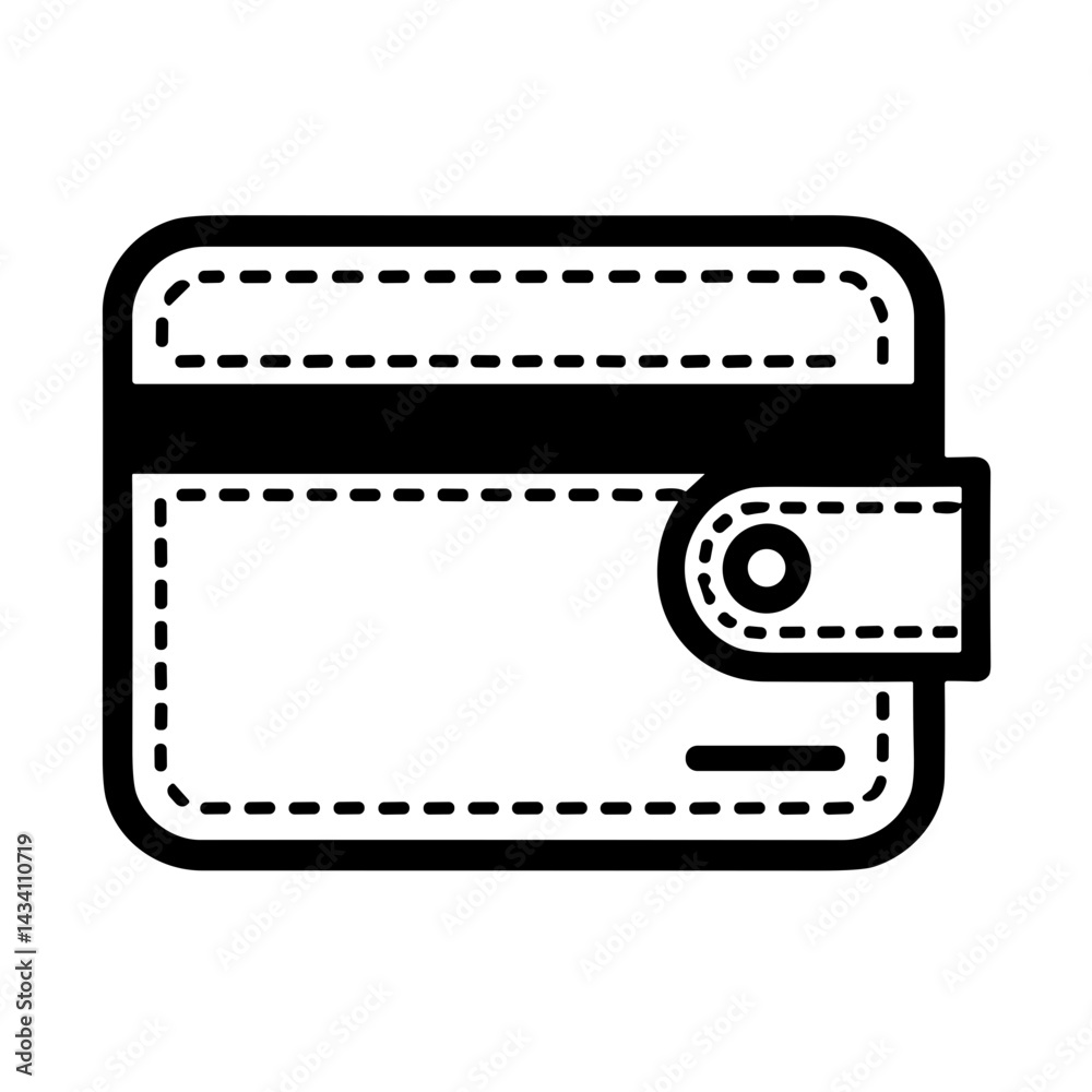 Fototapeta premium Wallet icon with stitching representing ecommerce finance or payment section - concept of wallet interface money management UI account feature