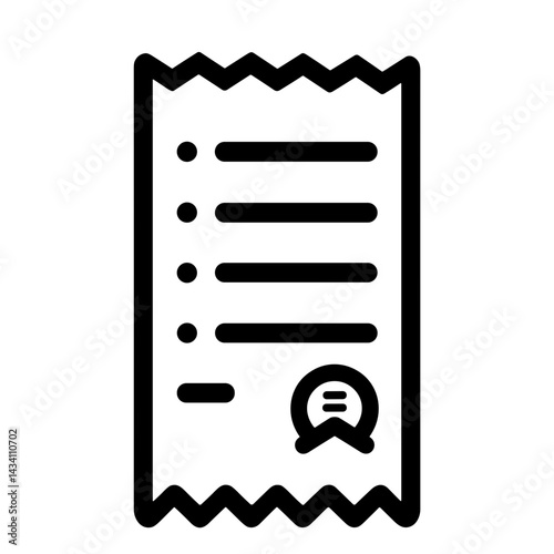 Receipt icon with certification stamp representing completed order or invoice document - concept of ecommerce invoice confirmation interface billing proof