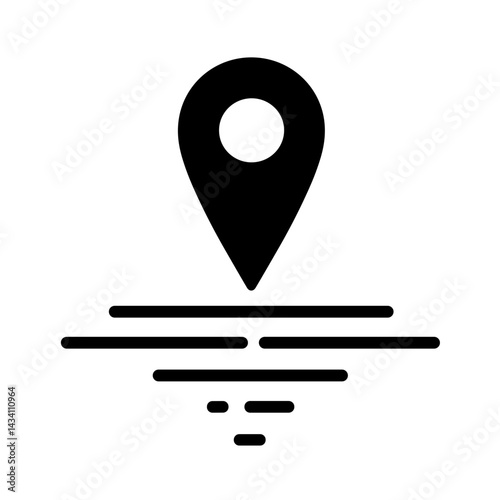 Map pin with stylized landing shadow representing marked location on digital map - concept of location focus UI geotag interface navigation