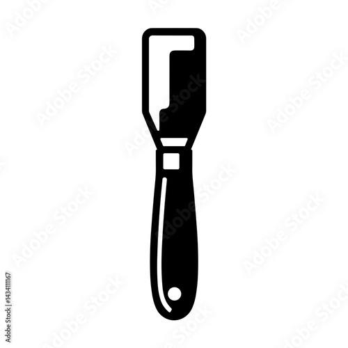 Black and white putty knife icon for construction painting or scraping surface - concept of DIY tool renovation maintenance craftsmanship