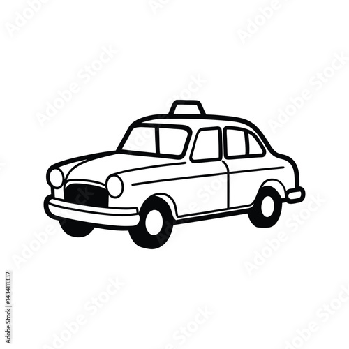 Classic taxi car silhouette isolated on white background