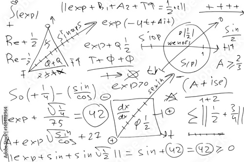 Mathematical, scientific formulas and expressions. Educational, vector illustration. Hand-drawn on a white background.	