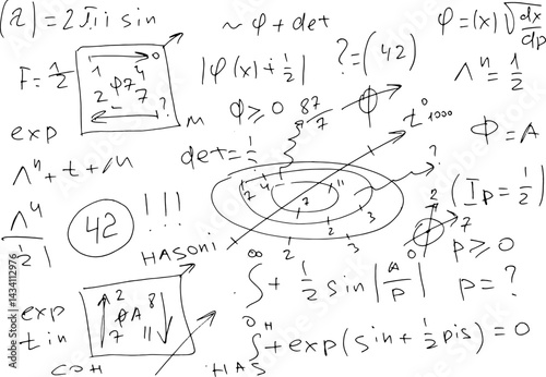 Mathematical, scientific formulas and expressions. Educational, vector illustration. Hand-drawn on a white background.	