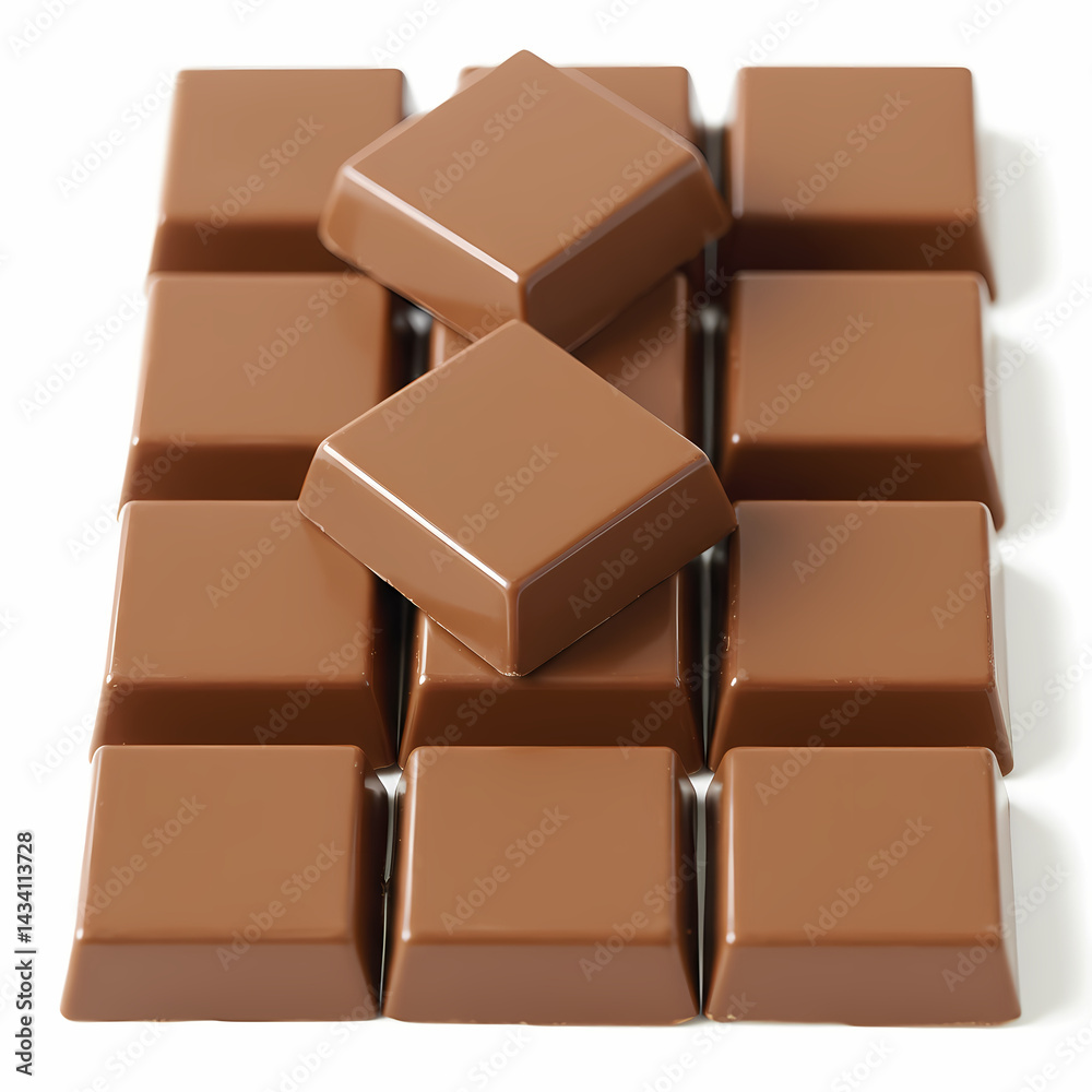 Fototapeta premium Milk Chocolate Bar Delicious Squares of Sweetness