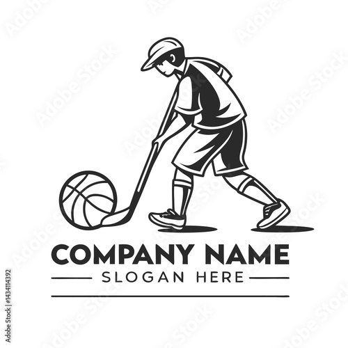 Active Child Playing Sport with Ball and Stick