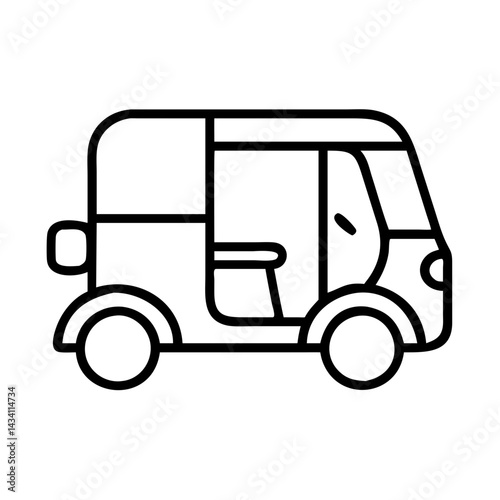 tuk tuk line drawn vehicles. vector art - outline icon tuk tuk, isolated transparent background