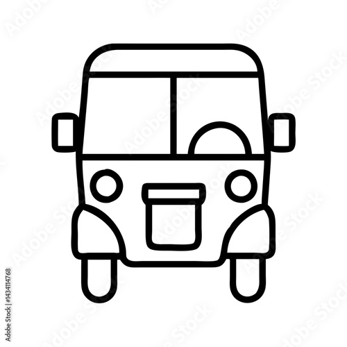 tuk tuk line drawn vehicles. vector art - outline icon tuk tuk, isolated transparent background