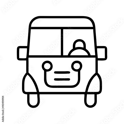 tuk tuk line drawn vehicles. vector art - outline icon tuk tuk, isolated transparent background