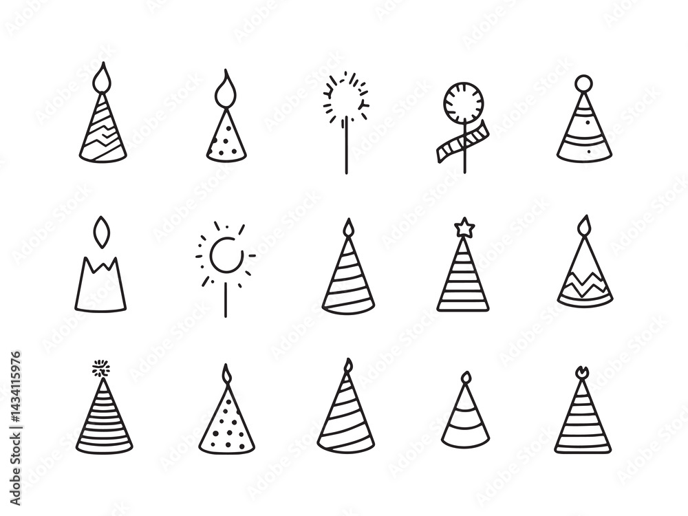 Birthday Hat line art simple design Birthday Hat line art simple design