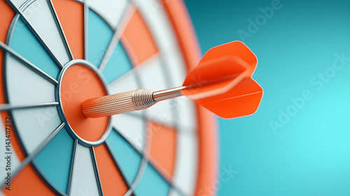 Orange Dart Hitting Bullseye on Teal Target