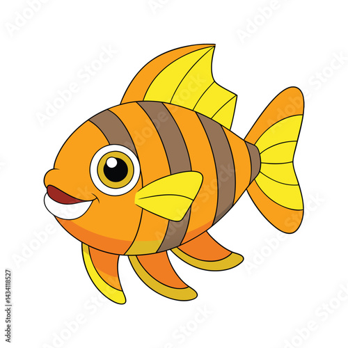 Colorful fish with a big smile and joyful expression vector illustration isolated on white background