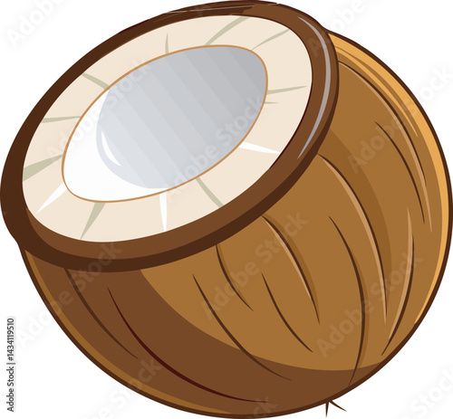 A vibrant illustrated coconut fruit vector design featuring detailed textures, tropical elements, and a clean layout ideal for digital or print use